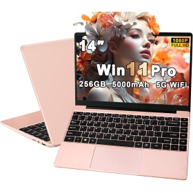 Ordenador Portatil Celeron N4020 Up to 2.8Ghz, Ordenadores Portatiles 14 Pulgadas Win 11 con 5G WiFi 6+256GB SSD Expansión 1TB,