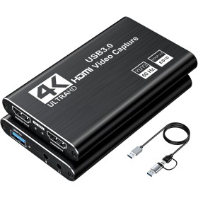 XIIXMASK capturadora de Video, capturadora Audio y Video, Tarjeta de Captura USB 3.0 4K HDMI Loop-out, 1080P 60FPS/2K 30FPS