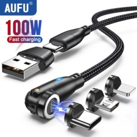 Cable USB C magnético AUFU 5A para Realme Huawei 100W Cable de carga r