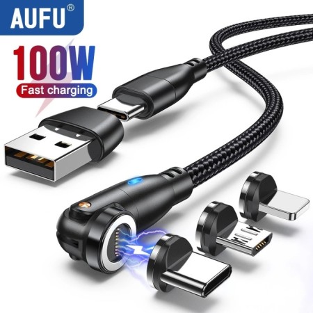 Cable USB C magnético AUFU 5A para Realme Huawei 100W Cable de carga r