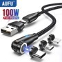 Cable USB C magnético AUFU 5A para Realme Huawei 100W Cable de carga r