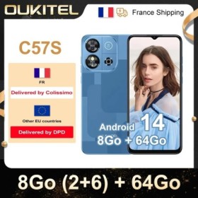 4G OUKITEL C57S Smartphone Android 14 - 8Go 2 + 6 RAM /64Go ROM - 6.52