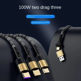 Cable de datos de carga rápida 2 en 3 5A adecuado para iPhone Huawei 5