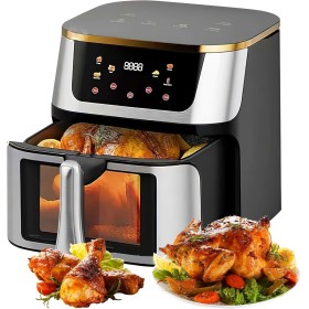 Air Fryer,12L Oil Free Fryer, 2800W, 8 Preset Programs, Air Fryer with Visible Window, LED Touch Screen, Multifunctional