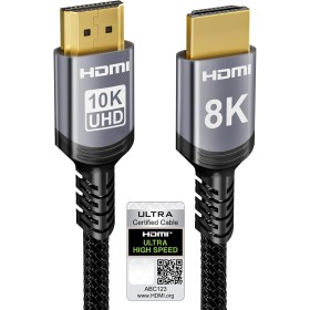 Sniokco 10K 8K Cable HDMI 2.1 48Gbps 3 Metros Certificado Cable HDMI® Ultra Alta Velocidad 0.01ms 4K 240Hz 165Hz 120Hz 8K 60Hz