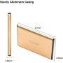 Disco Duro Externo 500GB - 2.5" USB 3.0 Ultrafino Diseño Metálico HDD Portátil para Mac, PC, Laptop, Ordenador, Xbox One, PS4,