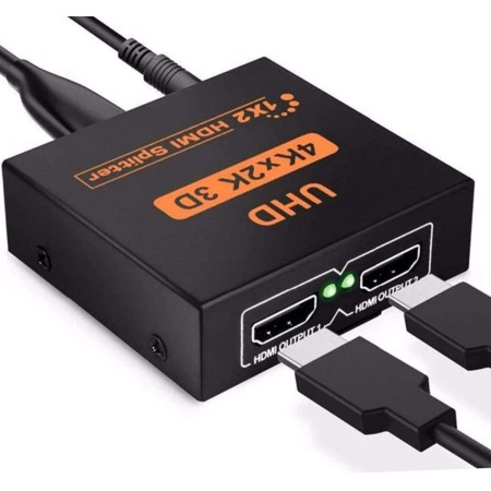 HDMI Splitter 1 en 2 salidas 4K 3D 1080P HDMI Distribuidor Adaptador 1 a 2 vías Caja Hub Cable para PS4, Xbox, LED, DVD,