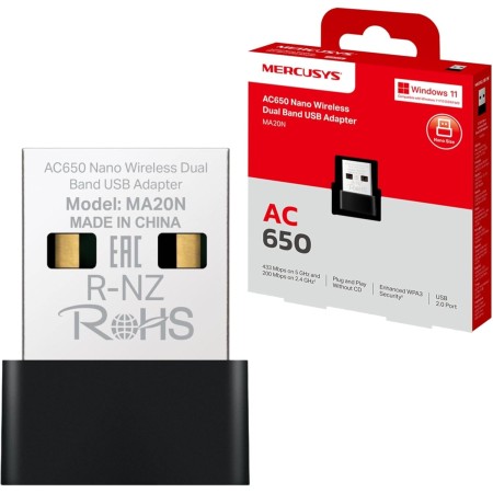 Mercusys MA530 Nano Adaptador USB Bluetooth 5.3, Conexión Rápida y Estable, Compatible con Windows 11/10/8.1/7, Plug & Play,