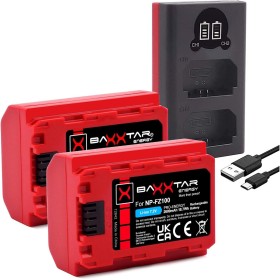 Baxxtar Pro NP-FZ100 Pack de baterías (2600mAh - Generación IV) también Compatible con Sony Alpha 6700 A1 7c II 7CR 7 IV 7R IV V
