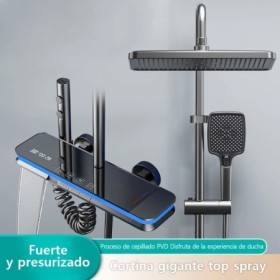 Sistema de ducha de cascada gris mate, Panel de vidrio, mezclador de l
