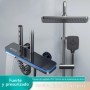 Sistema de ducha de cascada gris mate, Panel de vidrio, mezclador de l