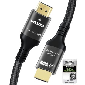Adauxter Cable HDMI 2.1 10K 8K 2M, Certificado 48Gbps Ultra Alta Velocidad Cable HDMI con Ethernet 4K 240Hz 165Hz 120Hz 8K60Hz