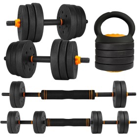 unycos - Mancuernas AjustablesDiscos de Cemento | 10-40 kgcon Barra Recta de Conexión | Pesas Ergonómicas para Hombres y