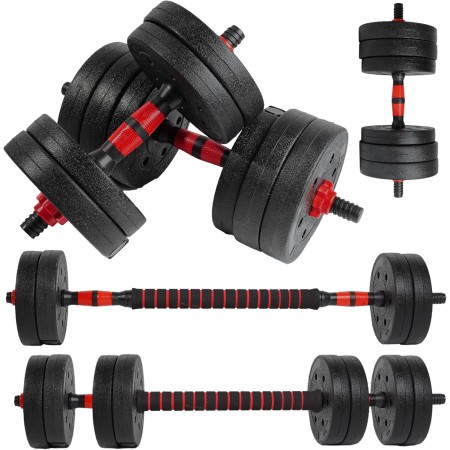 unycos - Mancuernas AjustablesDiscos de Cemento | 10-40 kgcon Barra Recta de Conexión | Pesas Ergonómicas para Hombres y