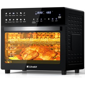 LLIVEKIT 26L Oil Free Fryer 1700W Hot Air Fryer 12 in 1 Air Fryer Mini Electric Pizza Oven with LED Touch Screen Rotisserie