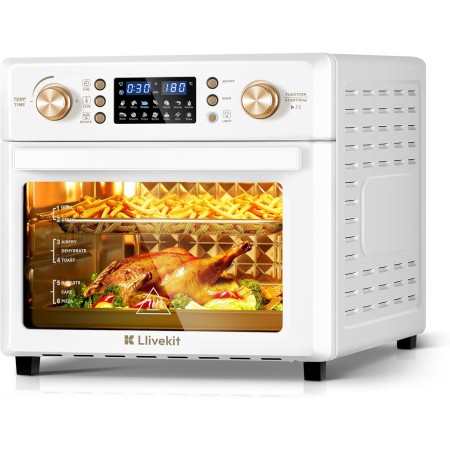 LLIVEKIT 26 L Oil-Free Air Fryer 1700 W, Mini Hot Air Oven with 14 Programmes for Adjustable Temperature Selection and Timer,
