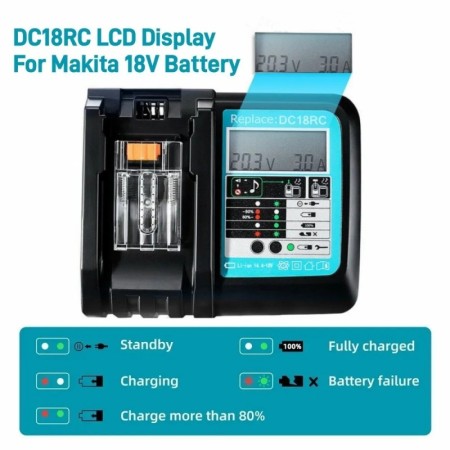 Cargador de batería de iones de litio DC18RC 3A para herramientas eléc