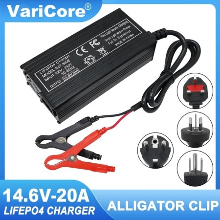 Cargador Lifepo4 de alta potencia, dispositivo de carga de 12v, 20a, 4