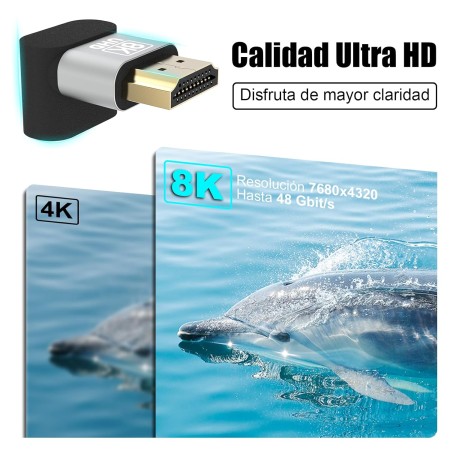 VCELINK HDMI 270 Grados, Compatibles con 8K@60Hz/4K@120Hz, Adaptador HDMI a HDMI en Ángulo Recto, Ideales para Espacios