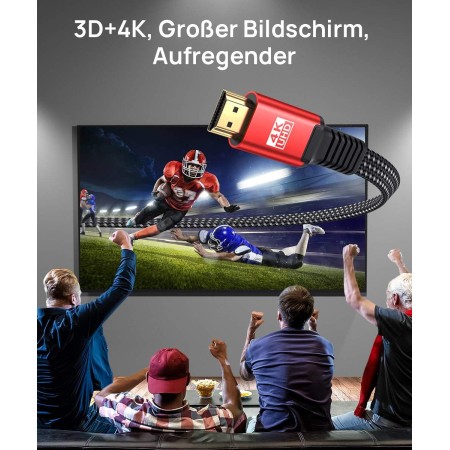 JSAUX Cable HDMI 2.0 3 Metros [4K @ 60Hz, 18Gbps] Plano Cable Ultra Alta Velocidad, Cable Soporte 3D HDR UHD 2160p 1080p