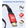 JSAUX Cable HDMI 2.0 3 Metros [4K @ 60Hz, 18Gbps] Plano Cable Ultra Alta Velocidad, Cable Soporte 3D HDR UHD 2160p 1080p