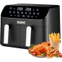 YASHE Air Fryer with Dual Compartment, 9L Dual Air Fryer with SYNC Function, 8 in 1 Cooking Presets Touch Screen Air Fryer, Fast
