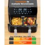 YASHE Air Fryer with Dual Compartment, 9L Dual Air Fryer with SYNC Function, 8 in 1 Cooking Presets Touch Screen Air Fryer, Fast