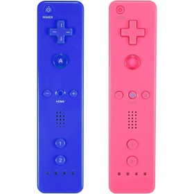 AUFGLO Retro Wii Controller 2 Pack Wii u Remote mit Silikongehäuse und Handgelenksgurt (Rot + Hellblau)