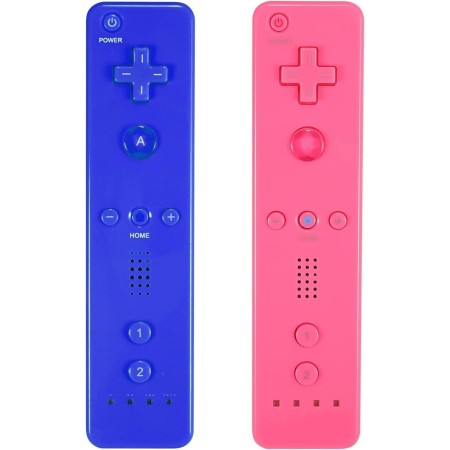 AUFGLO Retro Wii Controller 2 Pack Wii u Remote mit Silikongehäuse und Handgelenksgurt (Rot + Hellblau)