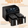 YASHE Air Fryer with Dual Compartment, 9L Dual Air Fryer with SYNC Function, 8 in 1 Cooking Presets Touch Screen Air Fryer, Fast