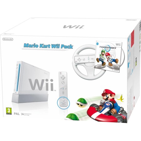 Nintendo Wii (White) with Mario Kart: Includes White Wii Wheel and Wii Remote Plus [Importación inglesa]