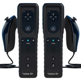TechKen 2 Piezas Controller para Wii con Nunchuck,Mando Wii Motion Plus Integrado con Nunchuk Controller Funda de Silicona