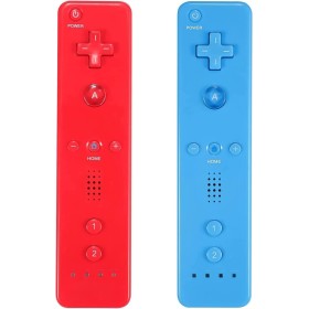 AUFGLO Retro Wii Controller 2 Pack Wii u Remote mit Silikongehäuse und Handgelenksgurt (Rot + Hellblau)