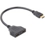 REY - Cable Adaptador Duplicador HDMI Macho a Doble HDMI Hembra Color Negro, 4k 1080p Full HD