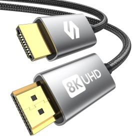 Silkland 8K HDMI 2.1 Cable 2M, HDMI eARC Cable para Soundbar 48Gbps, PS5 HDMI Cable 4K@120Hz, 2K@240Hz/144Hz, 8K@60Hz, Dynamic