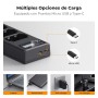 K&F Concept NP-FZ100 Cargador, Cargador de Batería NP-FZ100 de 3 Ranuras con Pantalla LCD Compatible con Cámaras Sony A7iii A7iv