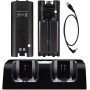 OSTENT Charger Dock Station + 2 Paquetes de baterías compatibles con el Mando a Distancia Nintendo Wii Color Blanco