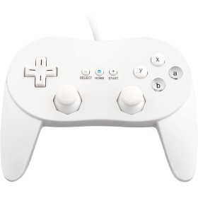 OSTENT Mando Clásico con Cable Pro Gamepad Joystick para Consola Nintendo Wii Remote Videojuego, Color Blanco
