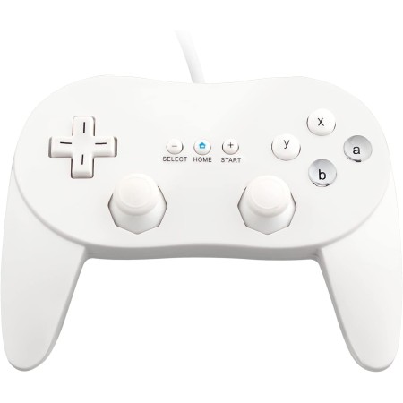 OSTENT Mando Clásico con Cable Pro Gamepad Joystick para Consola Nintendo Wii Remote Videojuego, Color Blanco