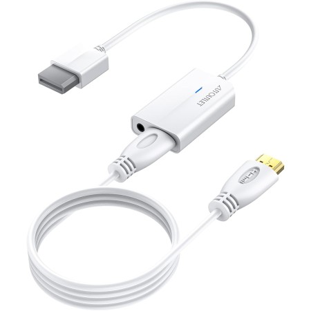 AUTOUTLET Adaptador Wii a HDMI, Convertidor Wii Hdmi Cable Extensión de 20cm 1080P / 720P Full HD, Salida de Audio de 3,5mm y