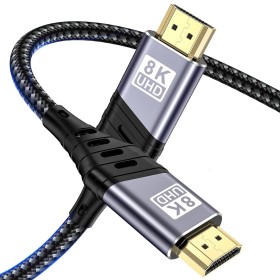 YUETUOL Cable HDMI 1Metro, 8K Cable HDMI 2.1 48Gbps Trenzado Alta Velocidad 8K@60Hz, 4K@120Hz 7680P eARC HDCP 2.2 y 2.3 DTS:X