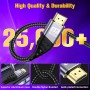 YUETUOL Cable HDMI 1Metro, 8K Cable HDMI 2.1 48Gbps Trenzado Alta Velocidad 8K@60Hz, 4K@120Hz 7680P eARC HDCP 2.2 y 2.3 DTS:X