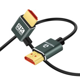 Thsucords Cable HDMI 2.1 Ultra Delgado 8K en ángulo izquierdo de 90 Grados 0.5M, Cable Flexible Delgado de Alta Velocidad