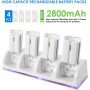 Estación de carga para Wii, 4 en 1 mando estación de carga con indicadores LED 4 piezas 2800mAh batería recargable paquete para