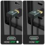Thsucords Cable HDMI 2.1 Ultra Delgado 8K en ángulo izquierdo de 90 Grados 0.5M, Cable Flexible Delgado de Alta Velocidad