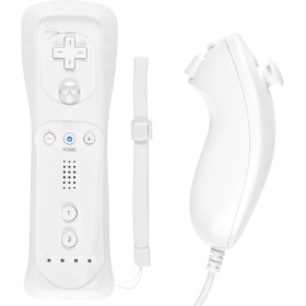 2 en 1 Motion Plus Mando y Nunchunk para Nintendo Wii/Wii u + Funda de Silicona - Blanco