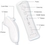 2 en 1 Motion Plus Mando y Nunchunk para Nintendo Wii/Wii u + Funda de Silicona - Blanco
