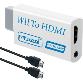 Mcbazel Adaptador Wii a HDMI con Cable HDMI de 1,5 m 1080P, Convertidor de Señal de Video y Audio Wii a 1080P Full HD con Jack