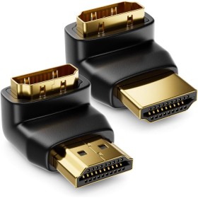 deleyCON 90° & 270° HDMI Adaptador de Ángulo - 1x 90° + 1x 270° - HDMI Tipo A Enchufe y Toma de Corriente - 4K Ultra HD UHD 3D
