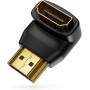 deleyCON 90° & 270° HDMI Adaptador de Ángulo - 1x 90° + 1x 270° - HDMI Tipo A Enchufe y Toma de Corriente - 4K Ultra HD UHD 3D
